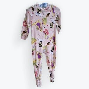 Disney Princess Toddler Girls One Piece Pink Sleeper Pajamas EUC ~ 4T